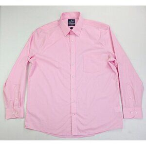 Stafford Fitted Size 17 34-35 Men Pink Travel Easy Care Pocket Long Sleeve Shirt